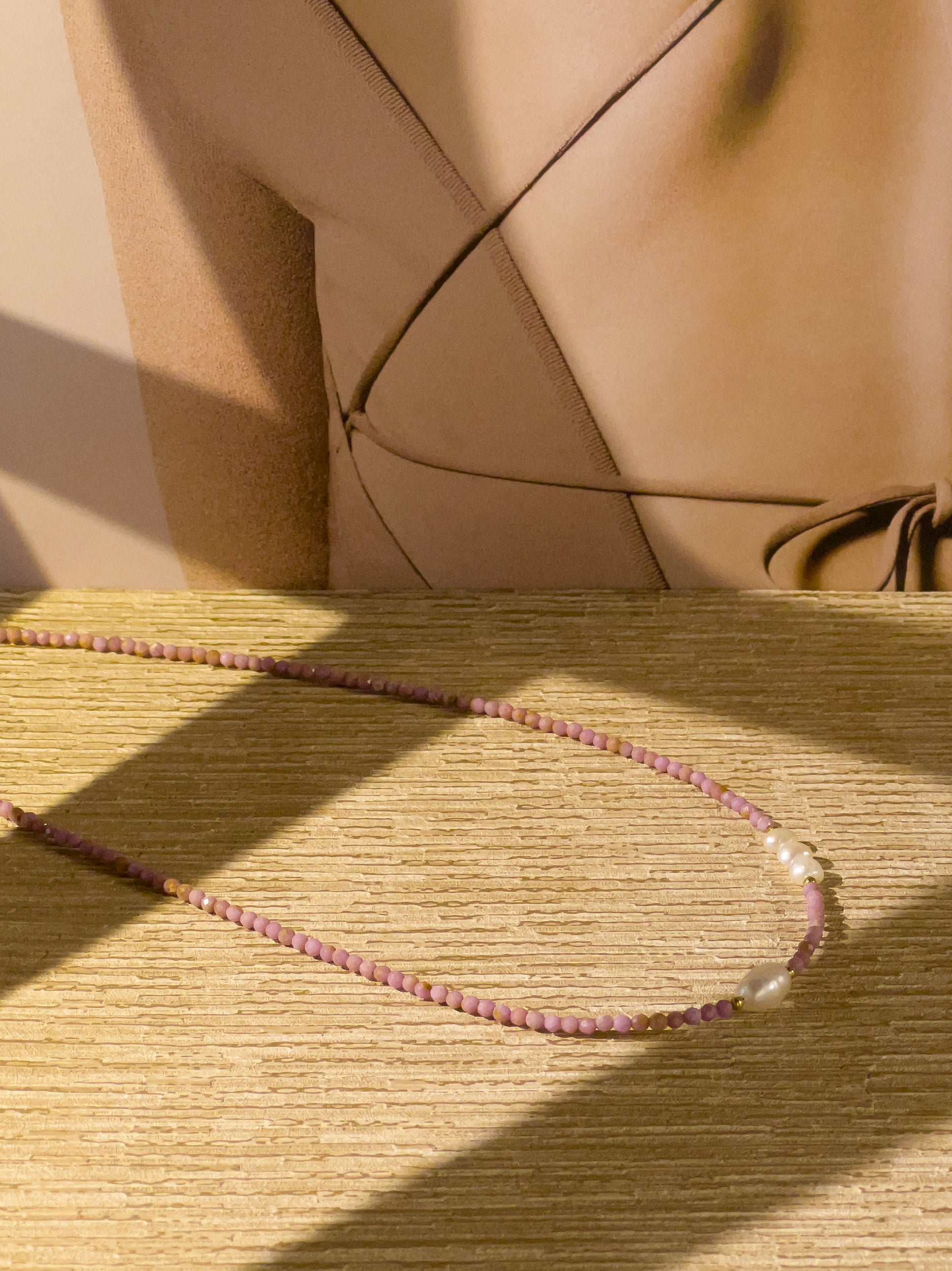 Lavender Pearl Gem Choker