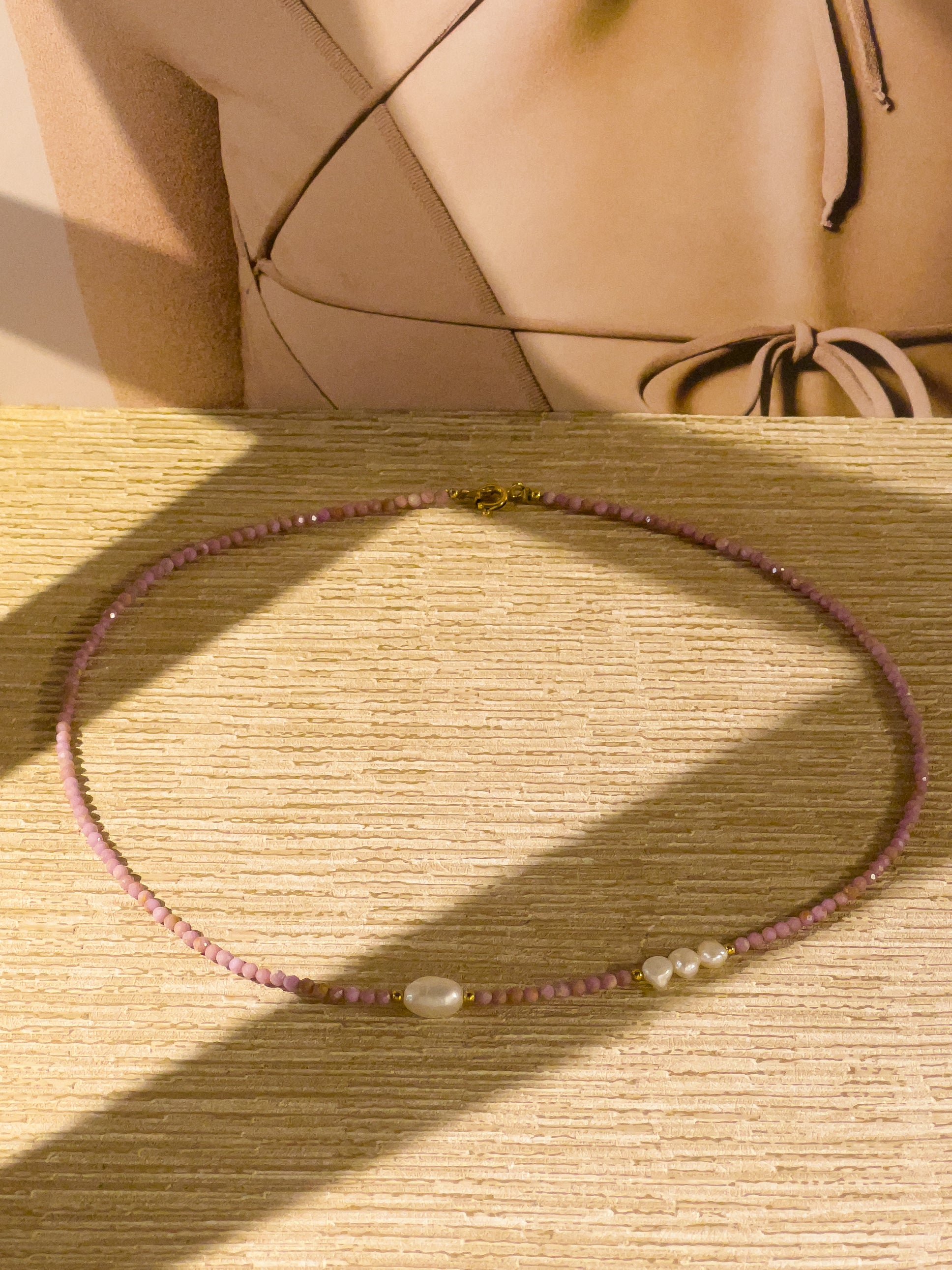 Lavender Pearl Gem Choker