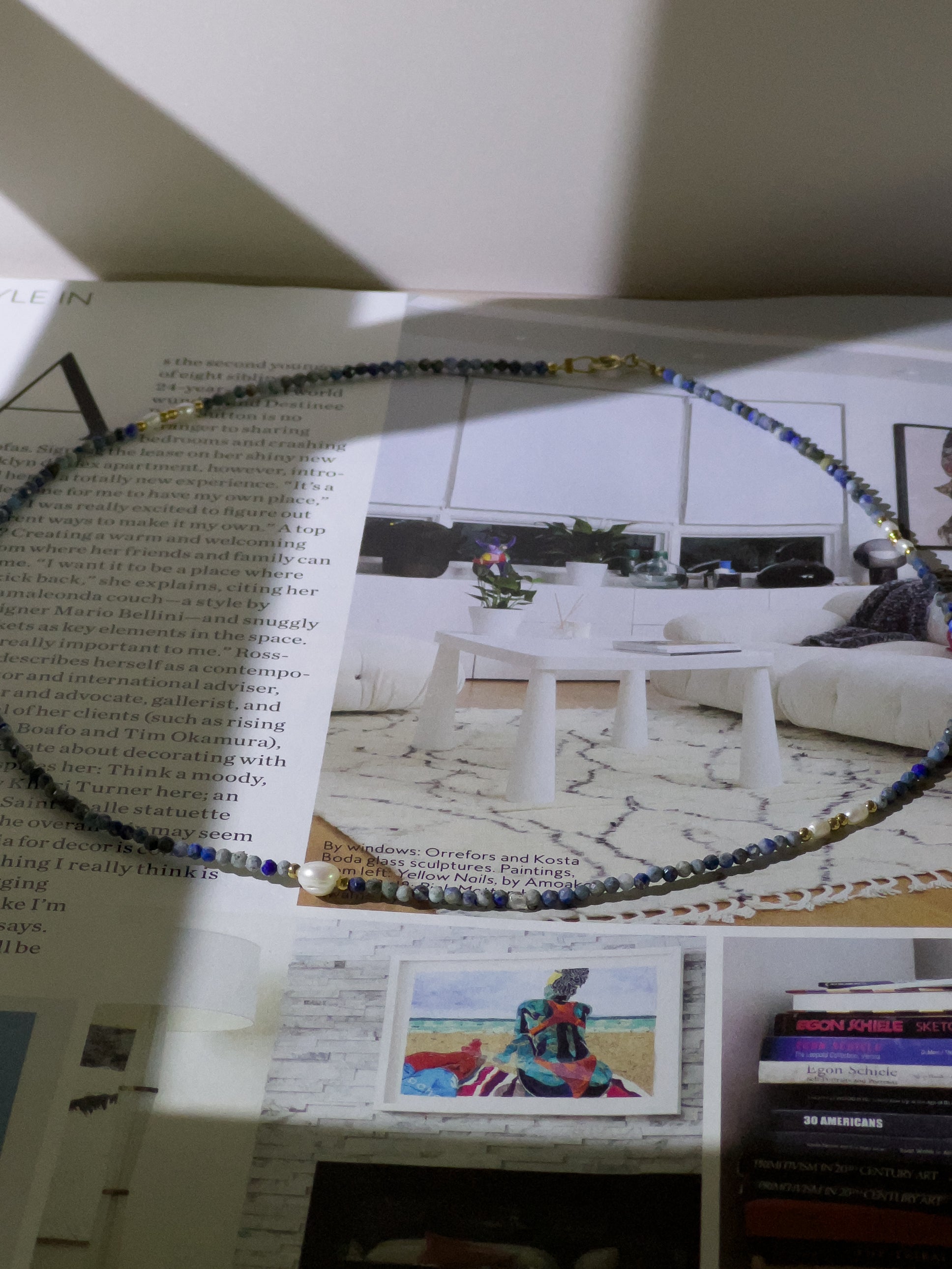 Oceana Lapis Pearl Gem Choker