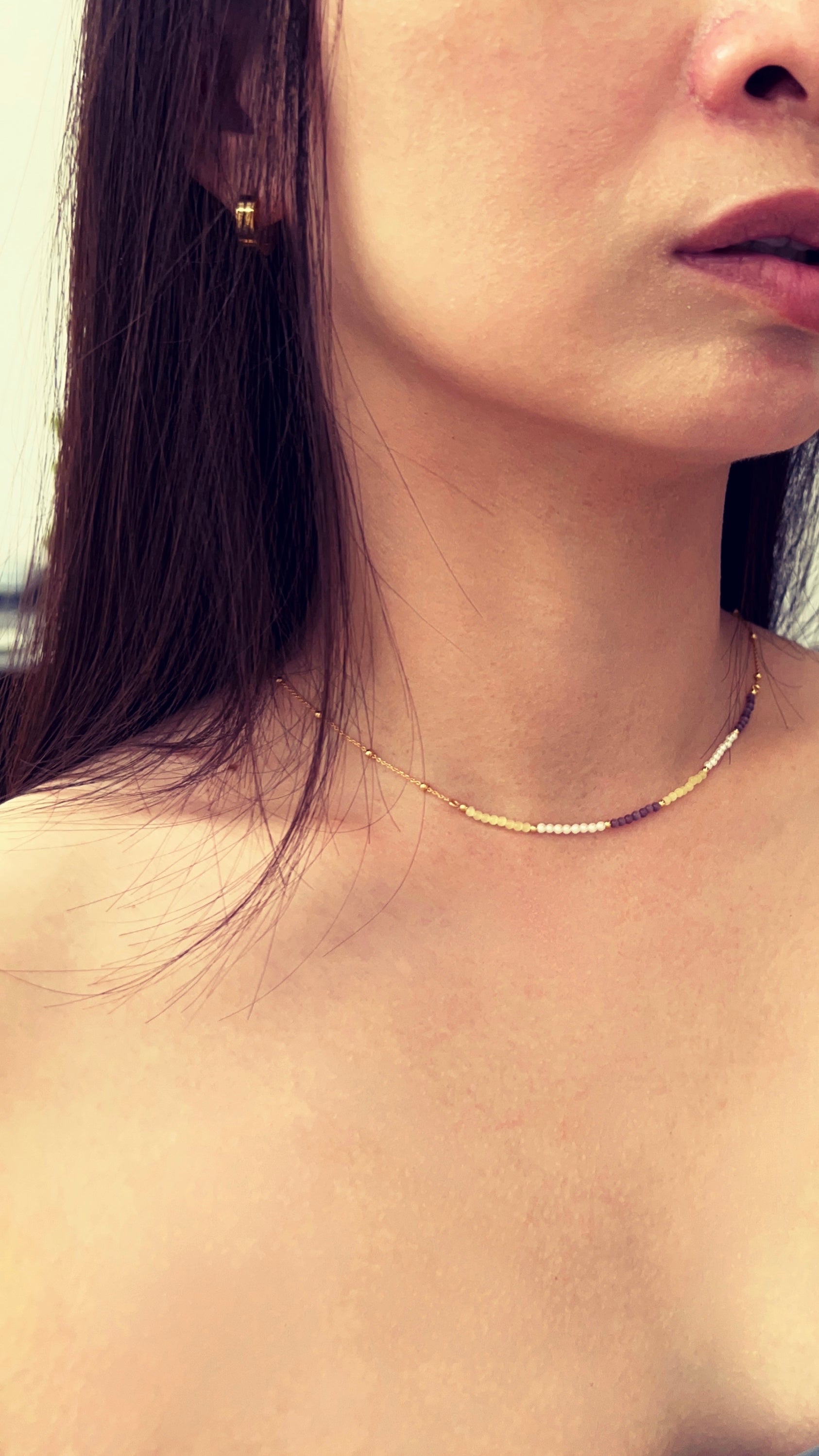 Lilac Pearl Gem Choker