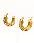 Monica Textured Gold Huggie Earrings - Fashion Jewelry | Chic Chic Bon