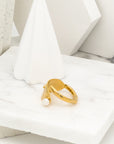 Twisted Pure Gold Leaf Pearl Ring - Fashion Jewelry | chic chic bon