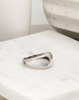 London Asymmetrical Oval Adjustable Silver Ring - Jewelry | chic chic bon