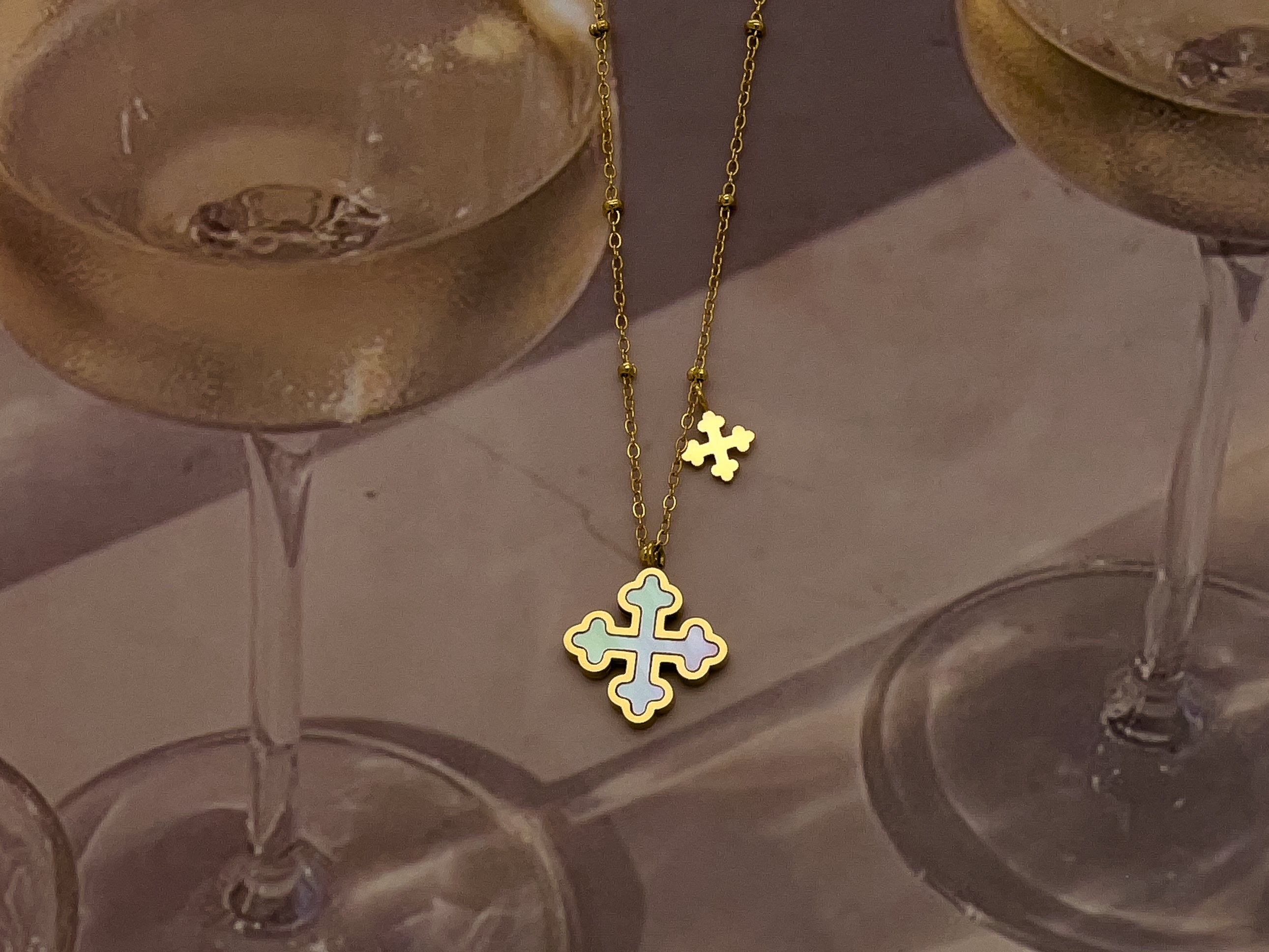 Merlot Shell Cross Pendant Necklace - Jewelry Store | Chic Chic Bon