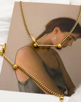 Khloe Gold Bar Chain Necklace and Bracelet - Fashion Jewelry Shop | Chic Chic Bon