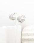 Olivia Polished Silver Shell Hoop Earrings - Fashion Jewelry | Chic Chic Bon
