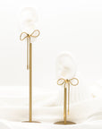 Sweetie Bow Tie Statement Drop Earrings in Gold - Fashion Jewelry | Chic Chic Bon