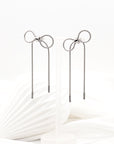 Sweetie Bow Tie Statement Drop Earrings in Silver - Fashion Jewelry | Chic Chic Bon