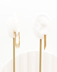 Gold Fledged Draping Drop Stud Earrings - Fashion Jewelry | Chic Chic Bon
