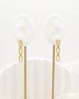 Kelly Gold Interlocking Chain Drop Stud Earrings For Sale - Fashion Jewelry | Chic Chic Bon