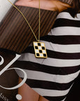 Mason Checkered Pendant Necklace - Everyday Jewelry | Chic Chic Bon