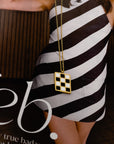 Mason Checkered Pendant Necklace - Everyday Jewelry | Chic Chic Bon
