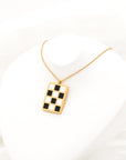 Mason Checkered Pendant Necklace - Everyday Jewelry | Chic Chic Bon