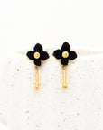 Vivienne Four Black Leaves Gold Drop Earrings - Fashion Jewelry | Chic Chic Bon
