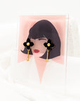 Vivienne Four Black Leaves Gold Drop Earrings - Fashion Jewelry | Chic Chic Bon