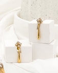Lois Crystal Tear Drop Tassel Earrings in Gold - Fashion Jewelry | chic chic bon