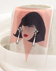 Lois Crystal Tear Drop Tassel Earrings in Silver - Fashion Jewelry | chic chic bon