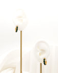 Emerald green crystal gold hoops