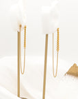 Lila Dual Gold Chain Back Drop Earrings - Fashion Jewelry | Chic Chic Bon