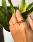 Devon Twirl Wave Band Gold Ring - Everyday Jewelry | chic chic bon