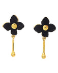 Vivienne Four Black Leaves Gold Drop Earrings - Fashion Jewelry | Chic Chic Bon