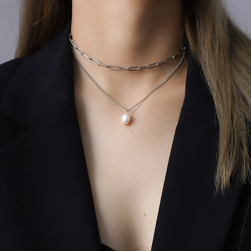 Brunette Pearl Layered Chain