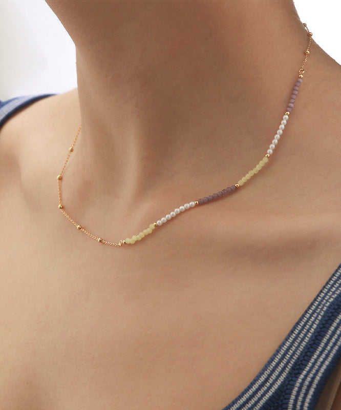 Lilac Pearl Gem Choker
