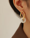 Metis Jade with Hammered Gold Drops