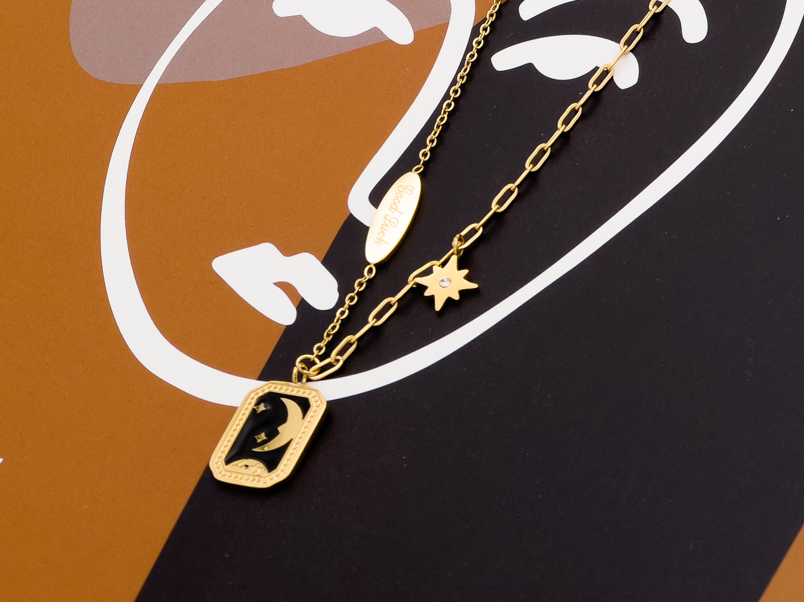 Galaxy Moon and Star Pendant Necklace  - Fashion Jewelry | Chic Chic Bon