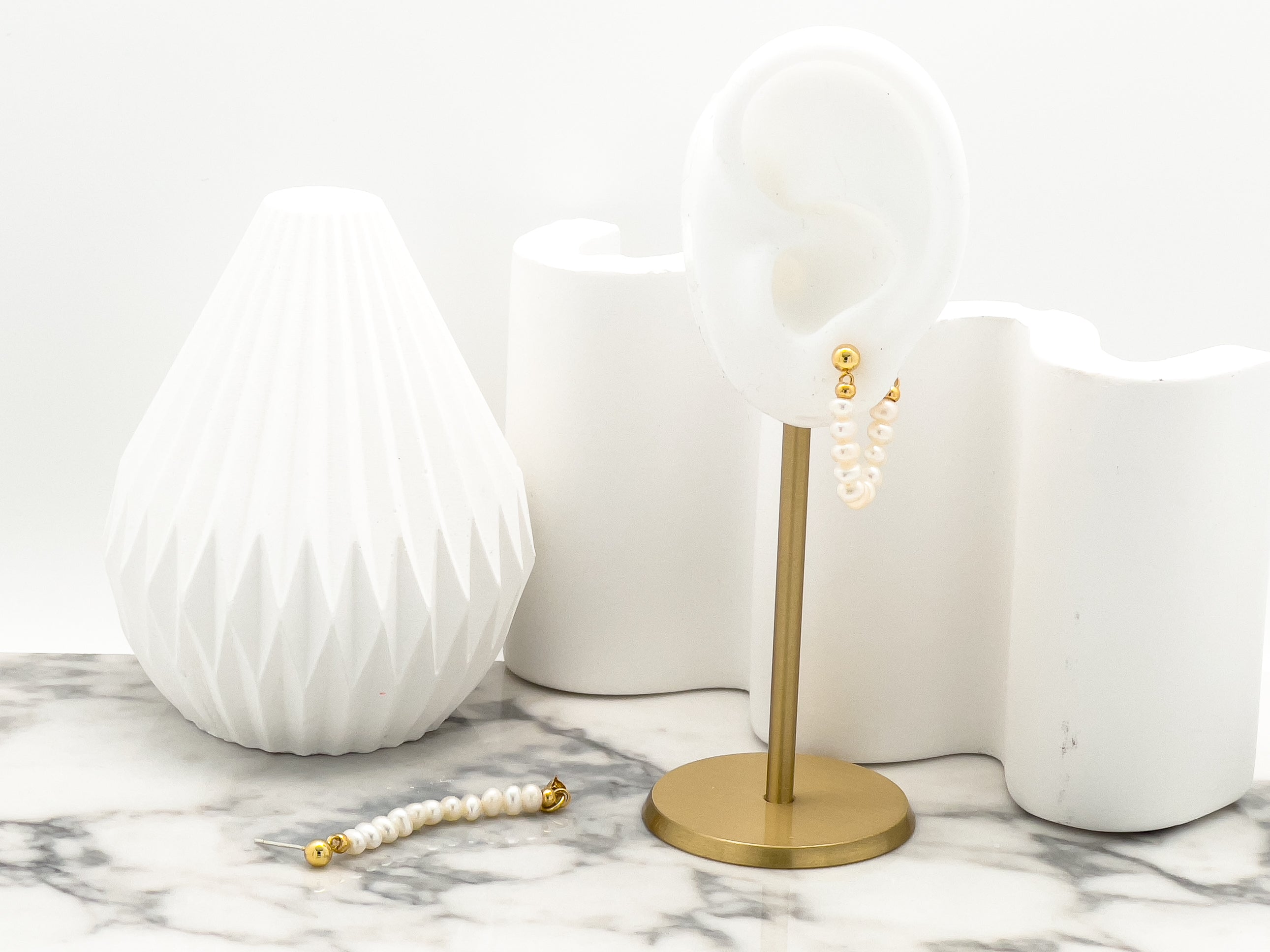 Sophia Pearl Stud Hoop Earrings - Fashion Jewelry  | Chic Chic Bon
