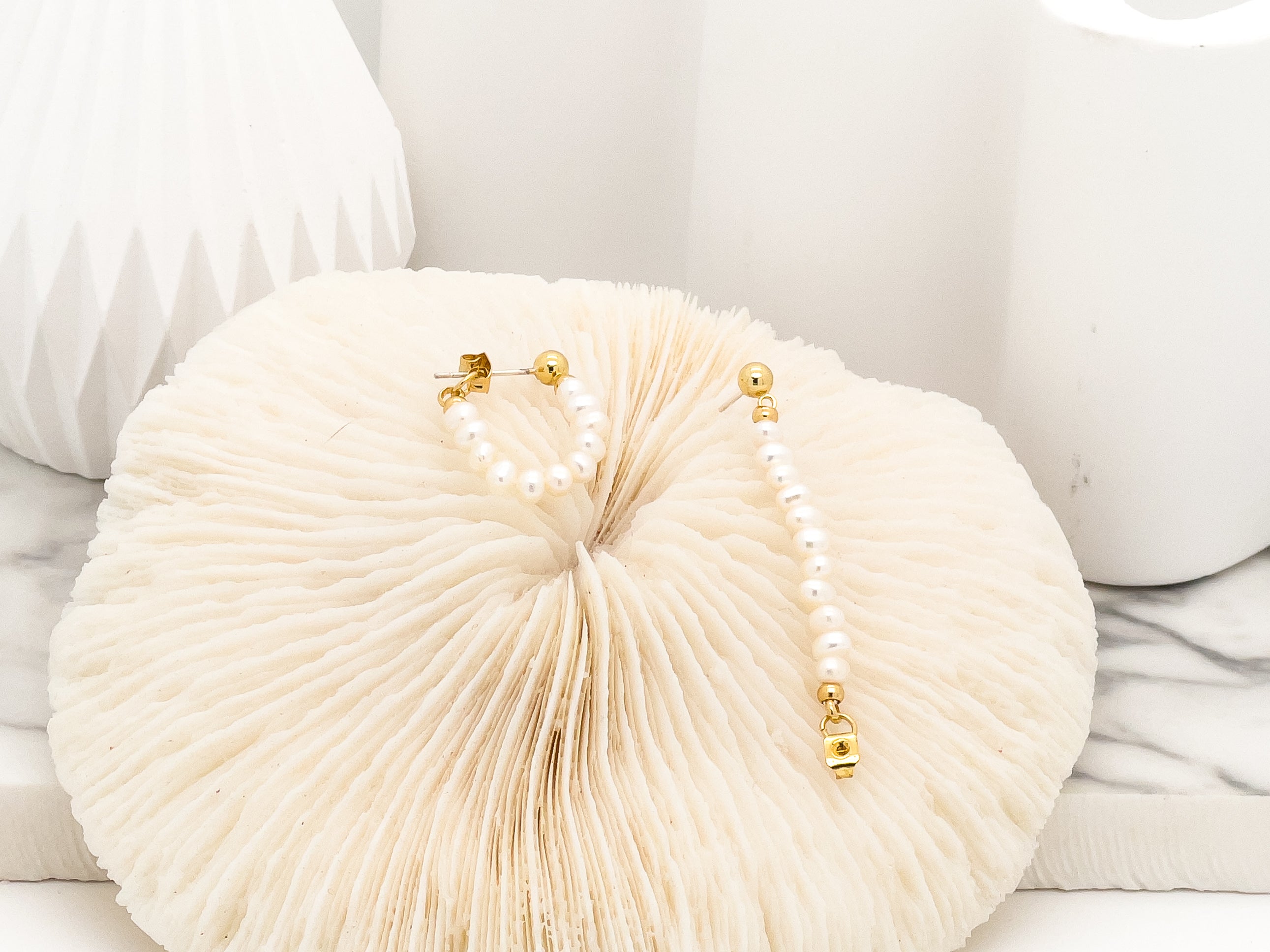 Sophia Pearl Stud Hoop Earrings - Fashion Jewelry  | Chic Chic Bon