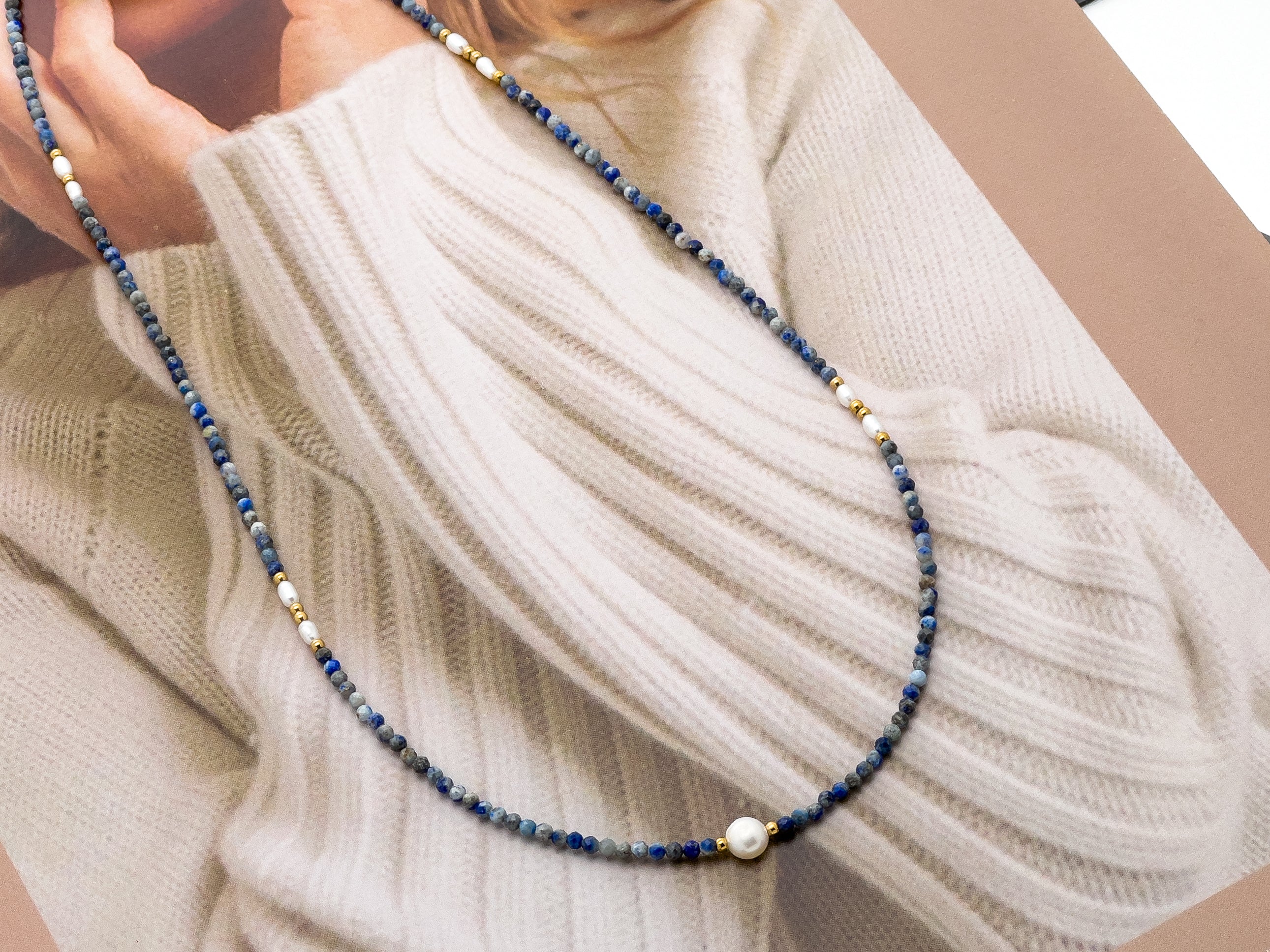 Oceana Lapis Beads Layered Choker Necklace - Everyday Jewelry | Chic Chic Bon